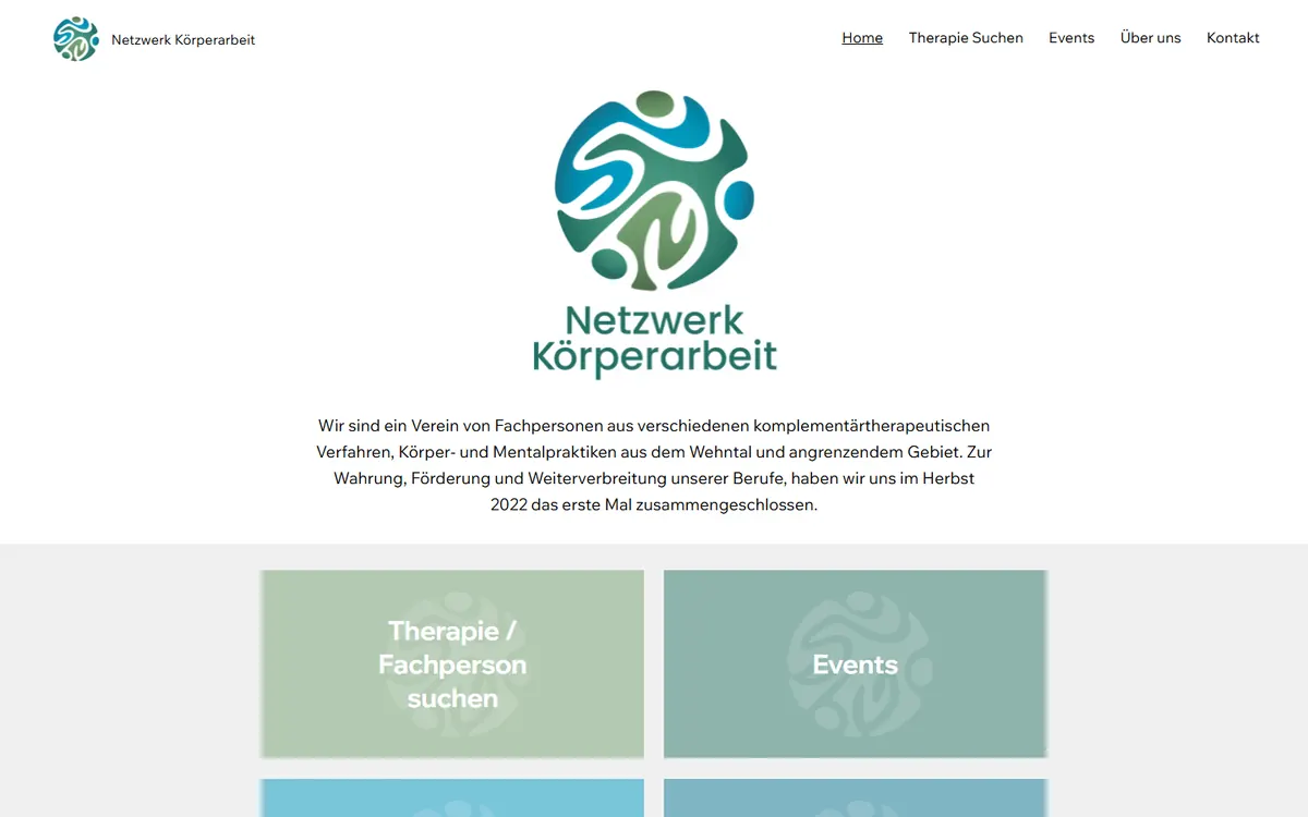 Startseite von Netzwerk Körperarbeit am Computer