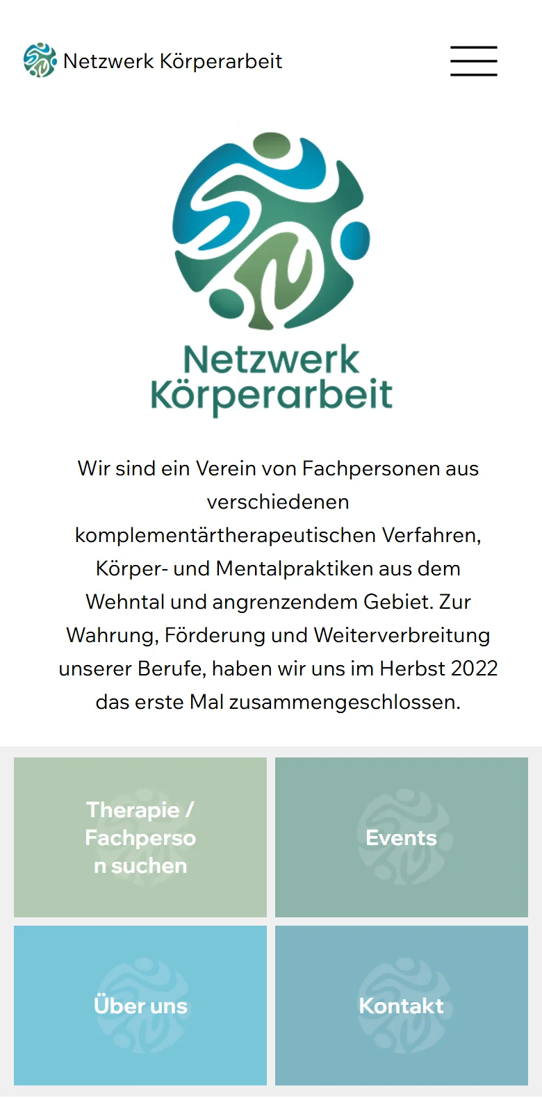 Startseite von Netzwerk Körperarbeit am Handy